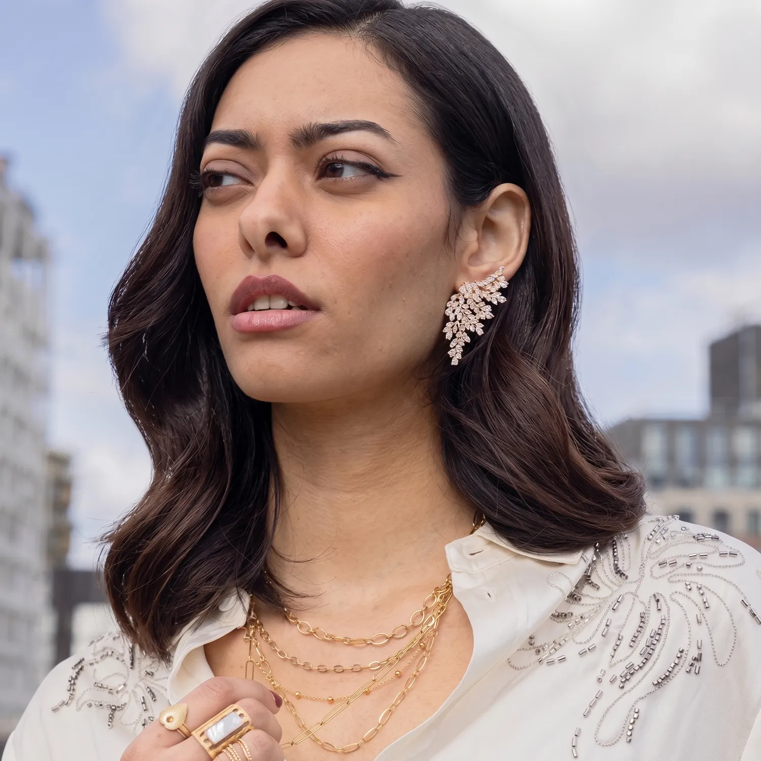 Nao de Paris Nuit Blanche boucles d'oreilles dorées mariage