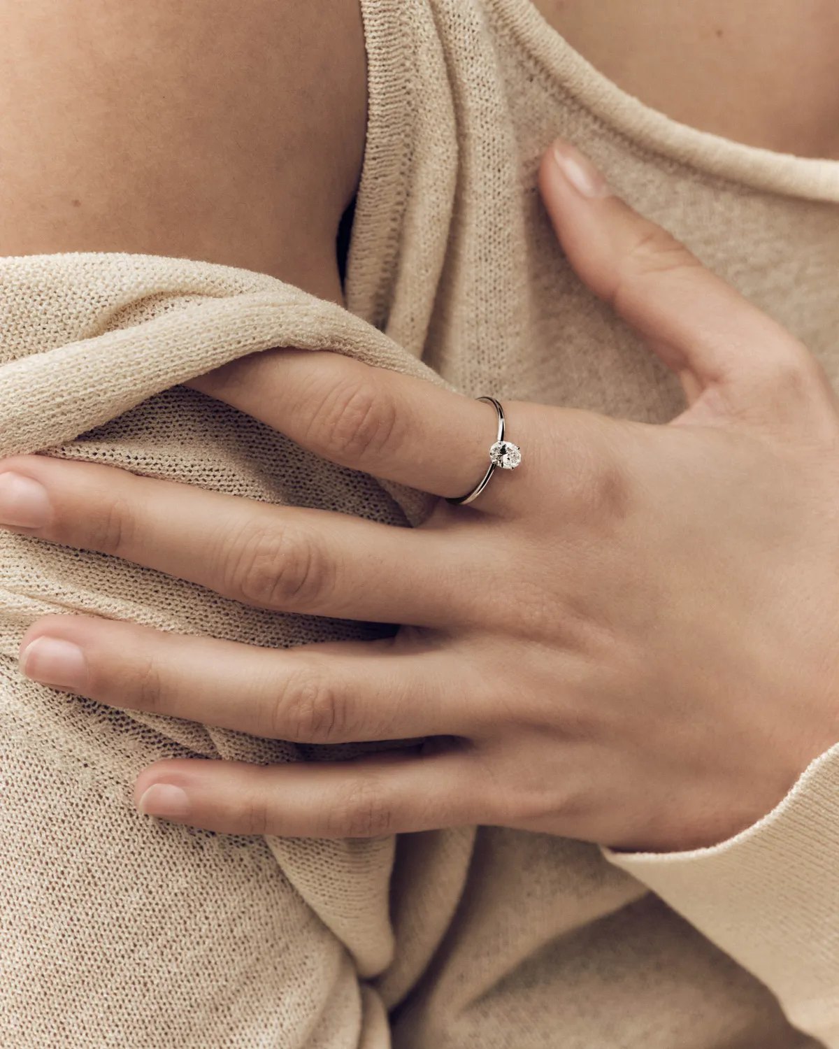 PDPAOLA Ace bague solitaire diamant or blanc taille 14