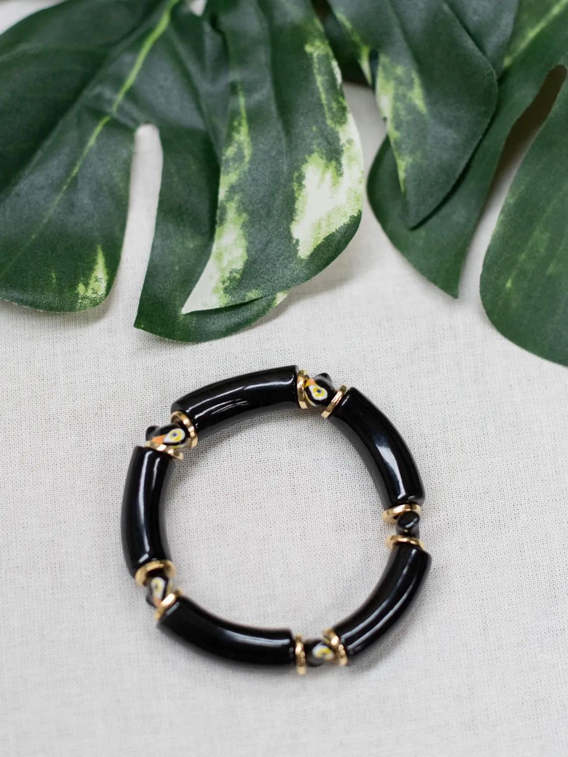 Nach Bijoux Toucan bracelet perles noires porcelaine