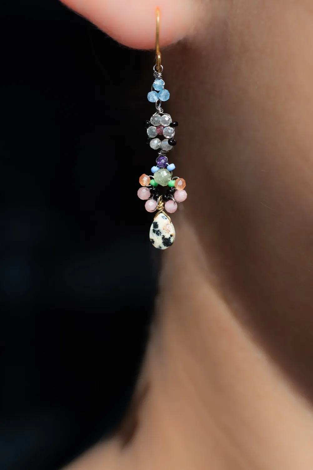 Le Fourbi de Capucine P26 boucles d'oreilles laiton doré labradorite