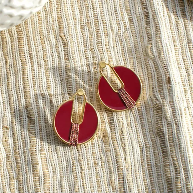 Nao de Paris Louxor Grenat boucles d'oreilles rondes grenat