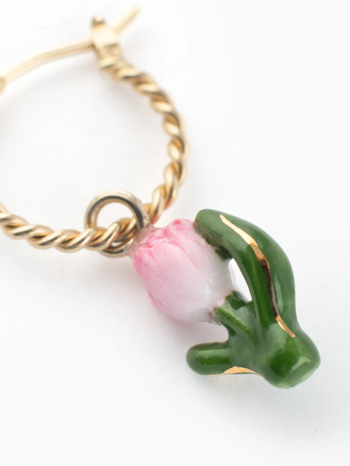 Nach Bijoux Mini créole Tulipe rose porcelaine unité