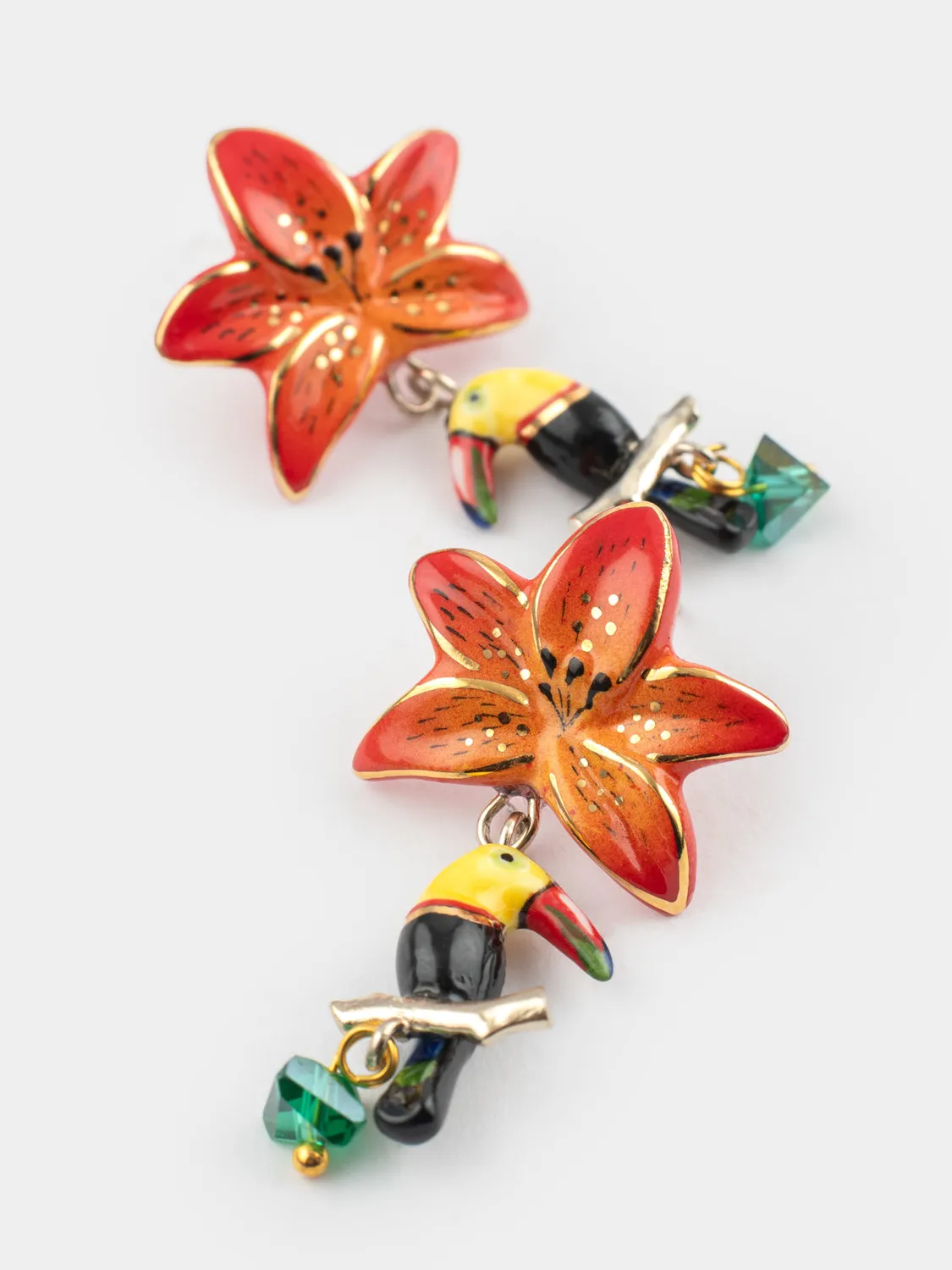 Nach Bijoux Toucan Lys boucles d'oreilles pendantes orange