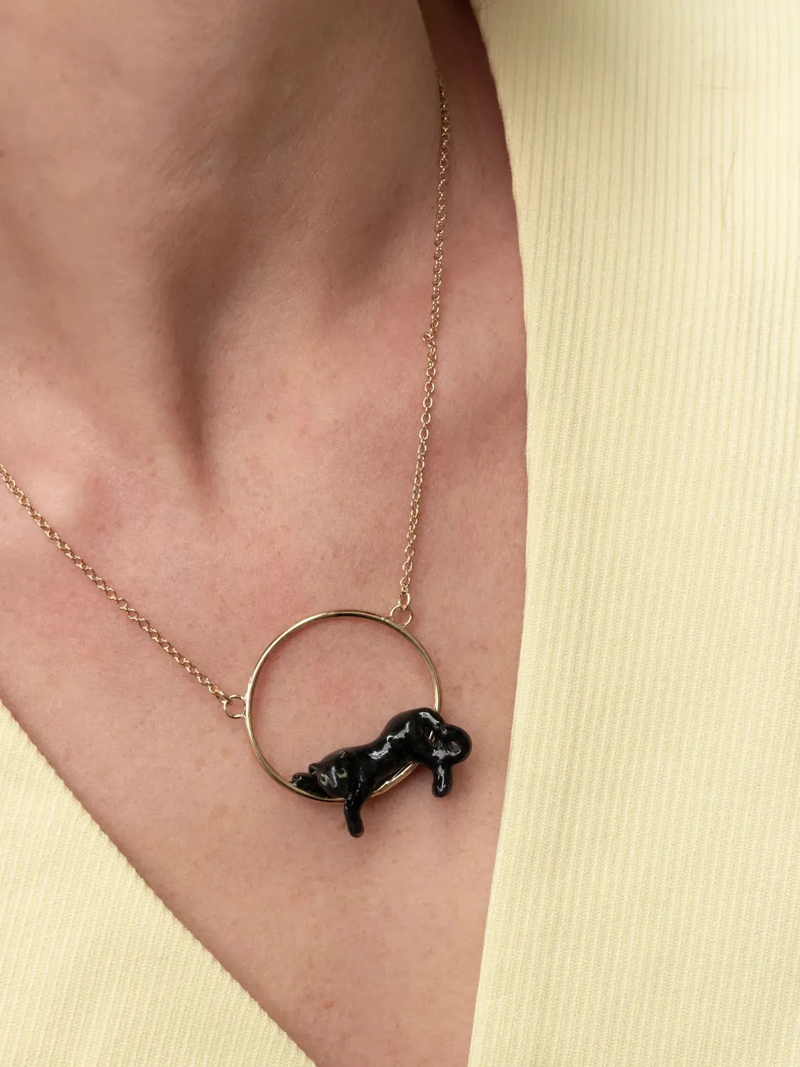 Nach Bijoux Panthère Noire collier rond porcelaine 50 cm