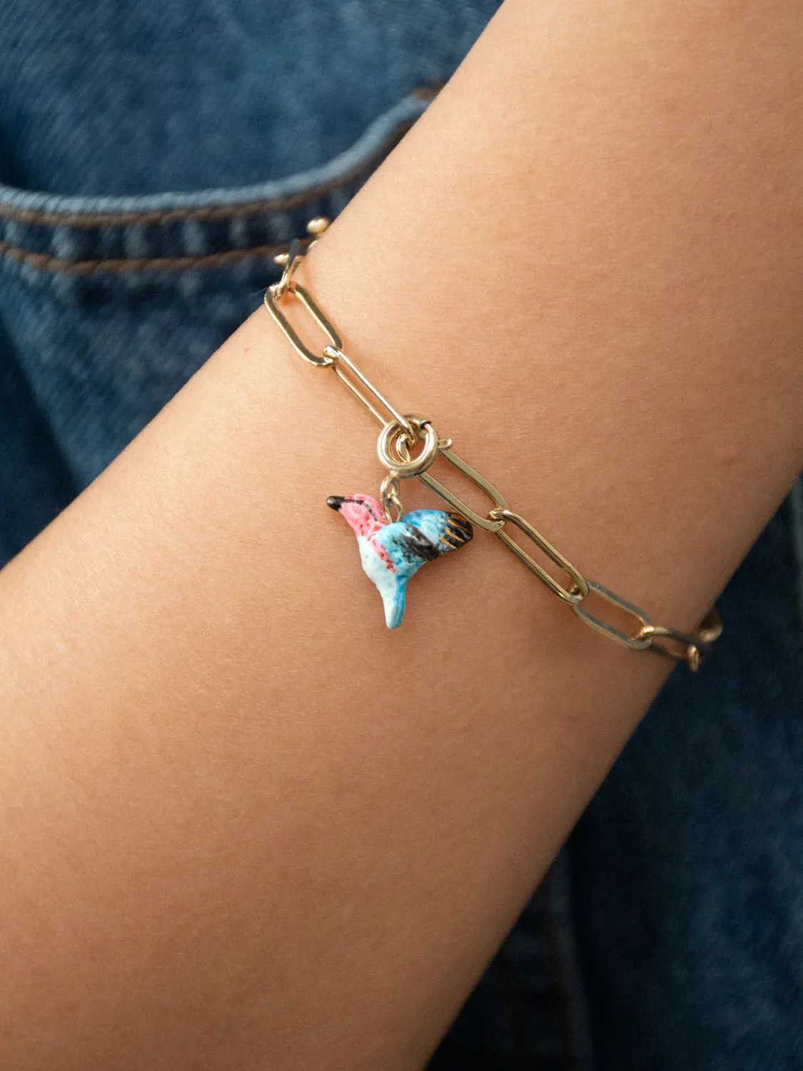 Nach Bijoux colibri charm's breloque oiseau porcelaine
