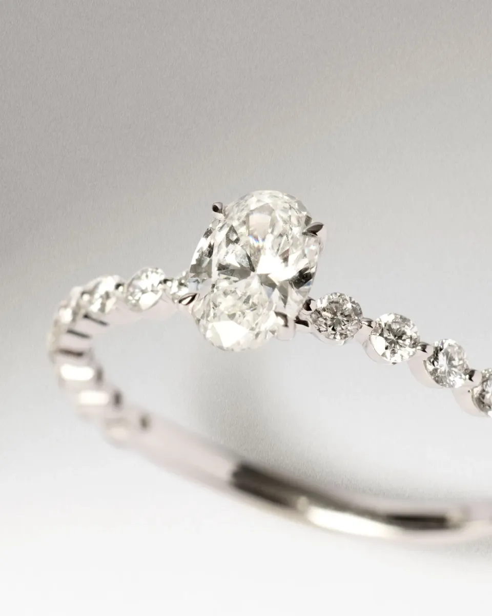 PDPAOLA Trace bague or blanc diamants 0,975 ct