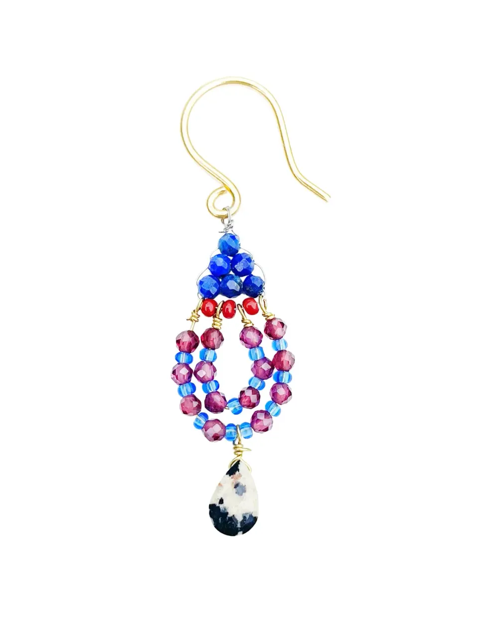 Le Fourbi de Capucine B102 boucles d'oreilles laiton doré grenat