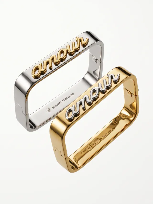Philippe Ferrandis Amour bracelet menotte bicolore or argent