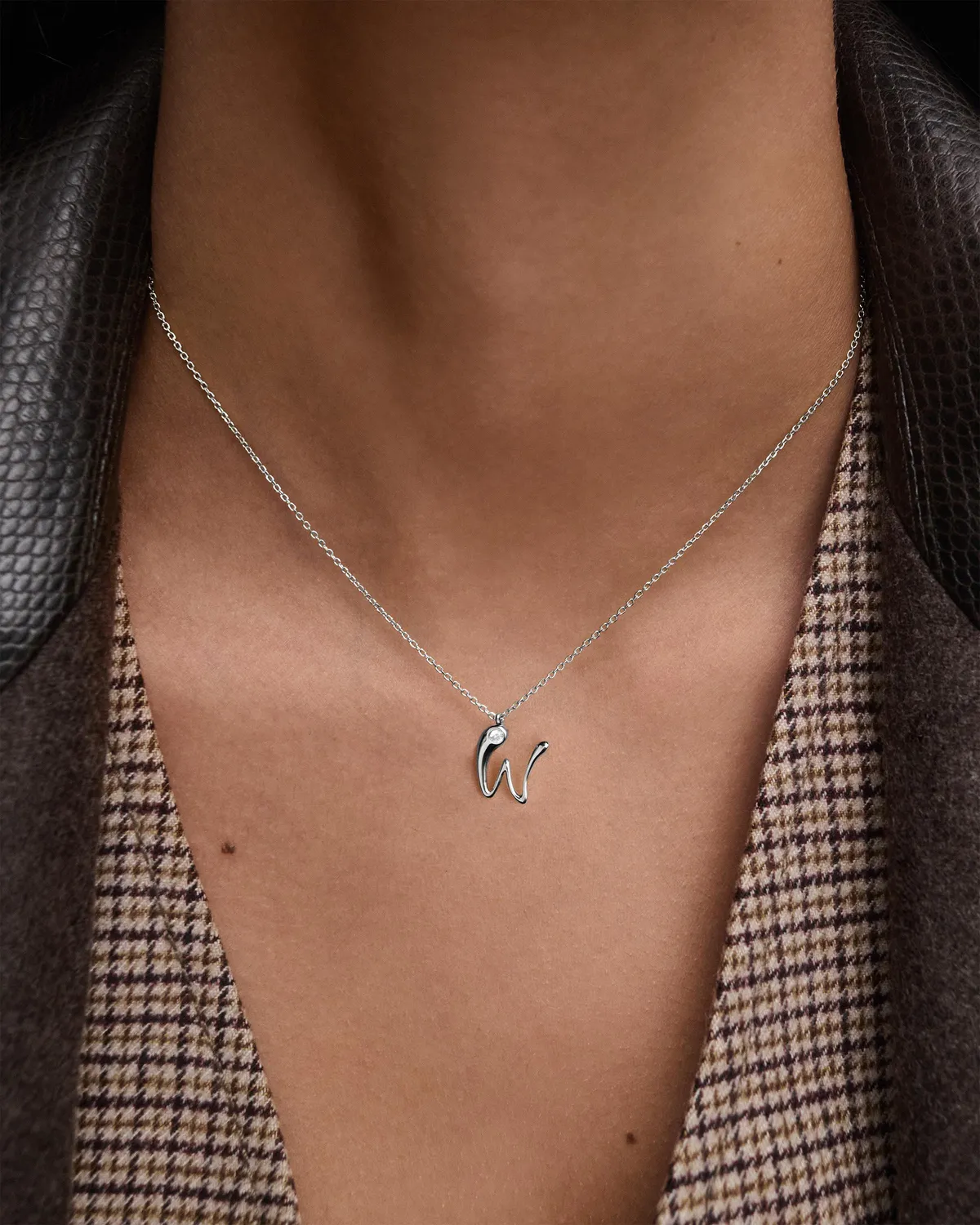 PDPAOLA Initiale W collier pendentif argent