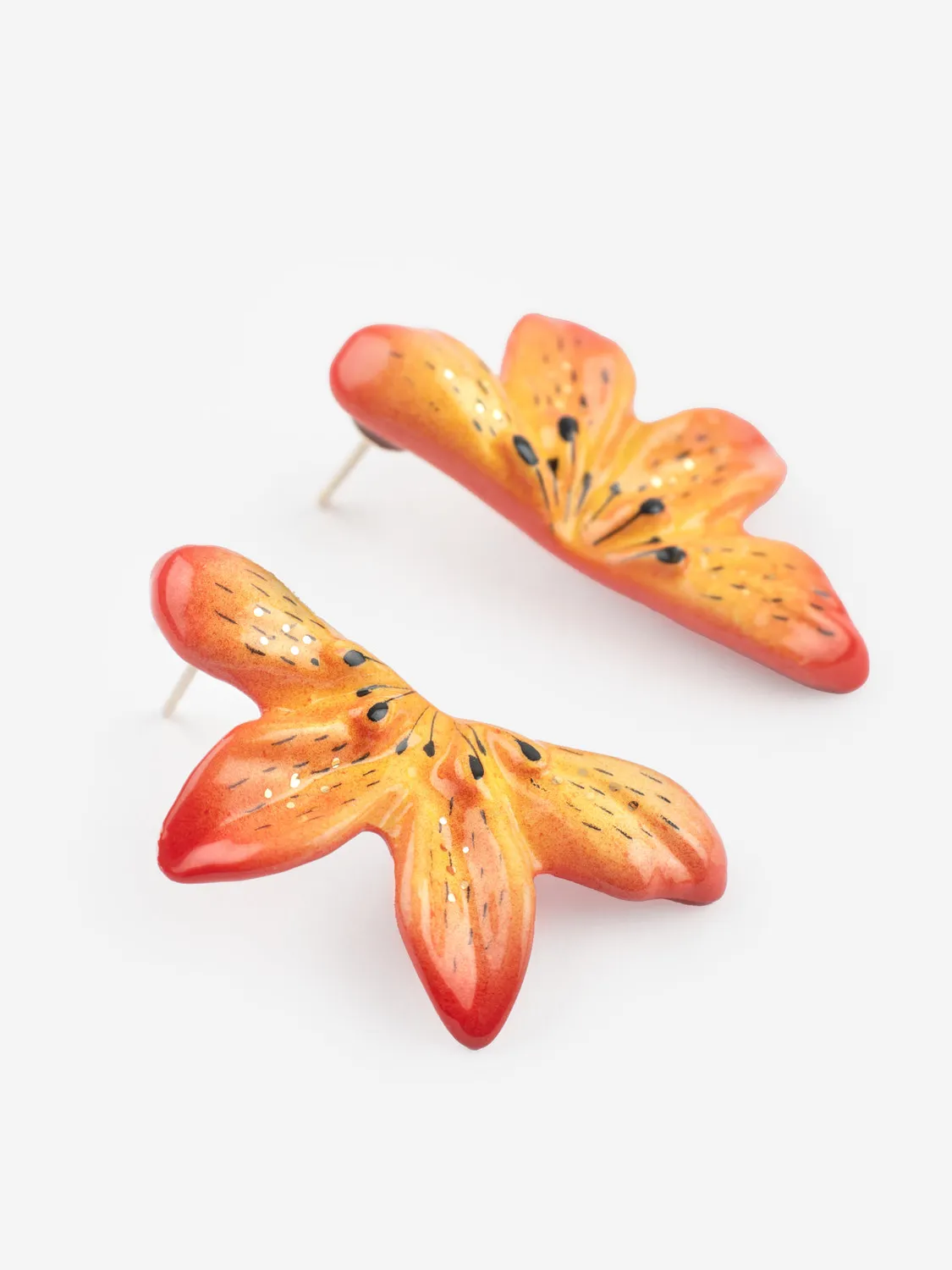 Nach Bijoux puces demi lys tigrée orange porcelaine
