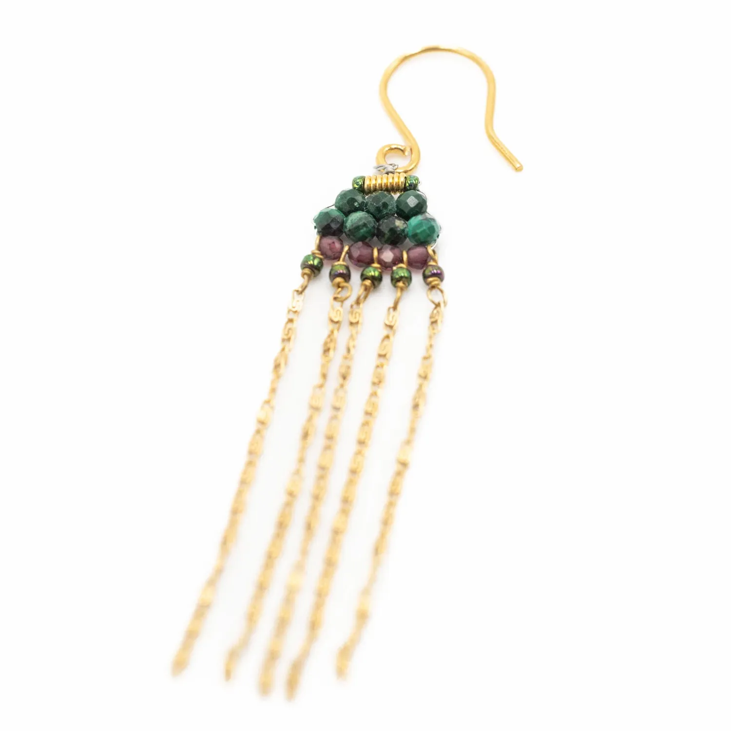 Le Fourbi de Capucine FDC12 boucles d'oreilles malachite grenat