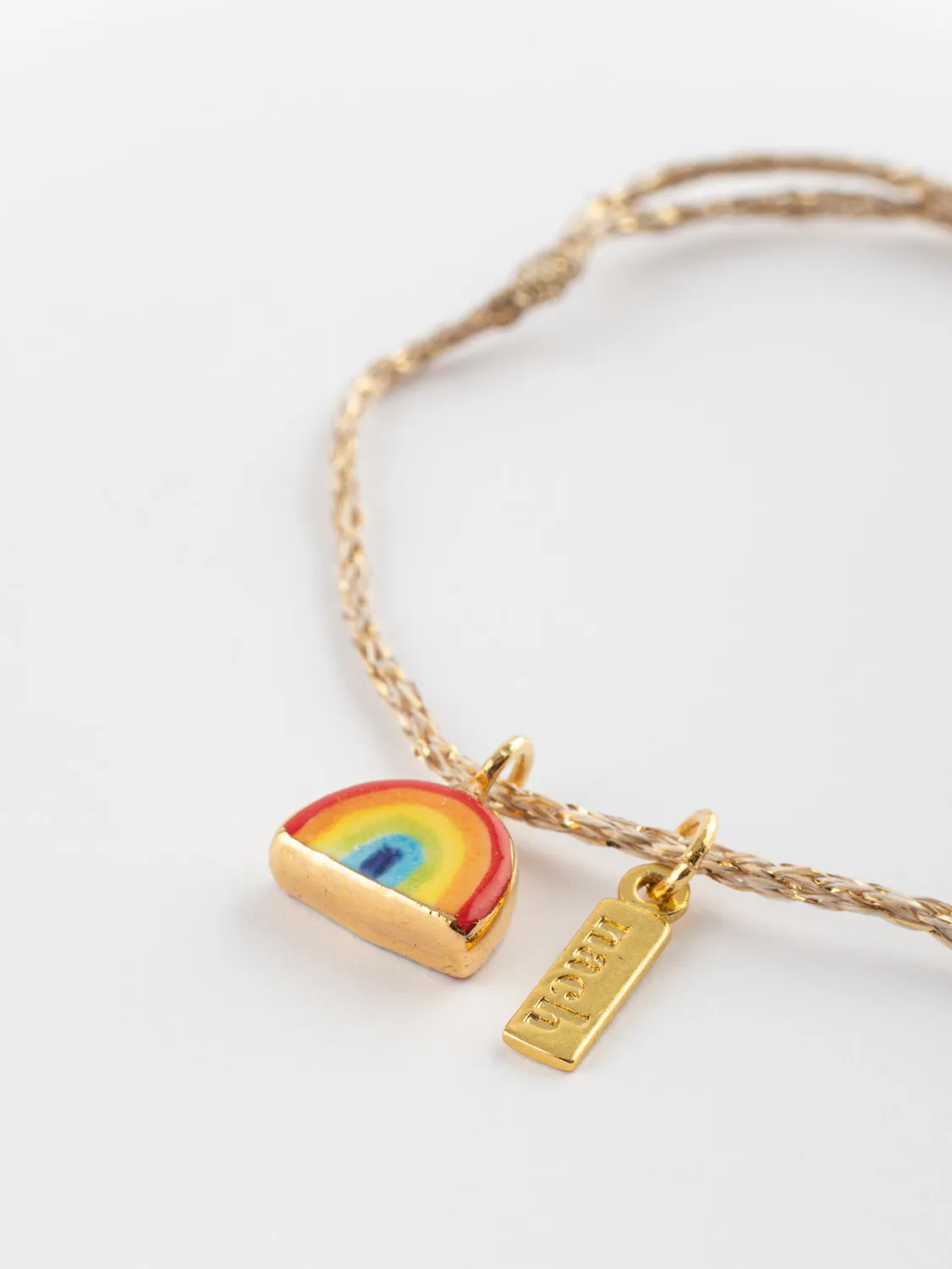 Nach Lucky You bracelet arc-en-ciel cordon beige