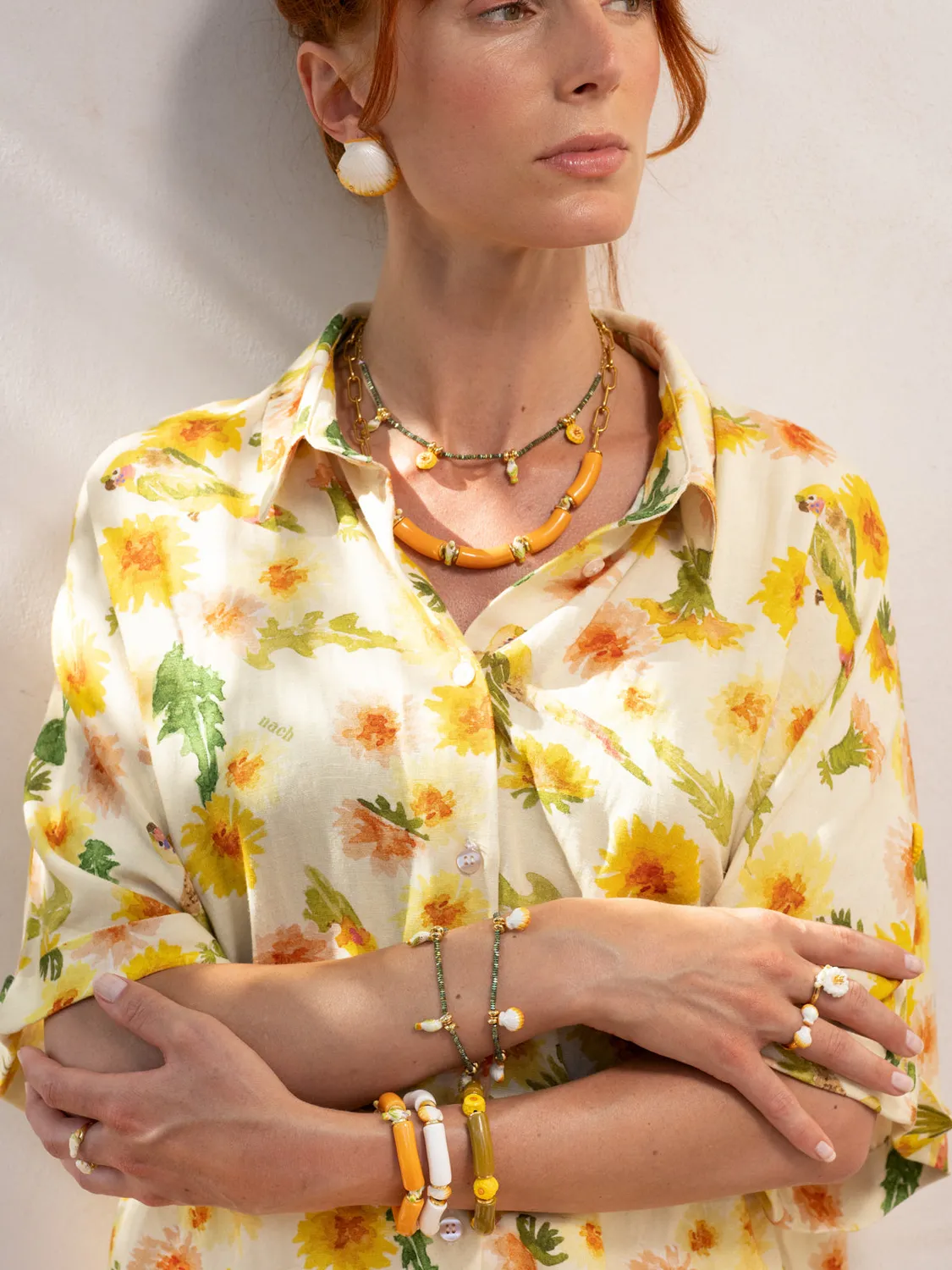 Nach Bijoux perruches pissenlits collier hématite verte