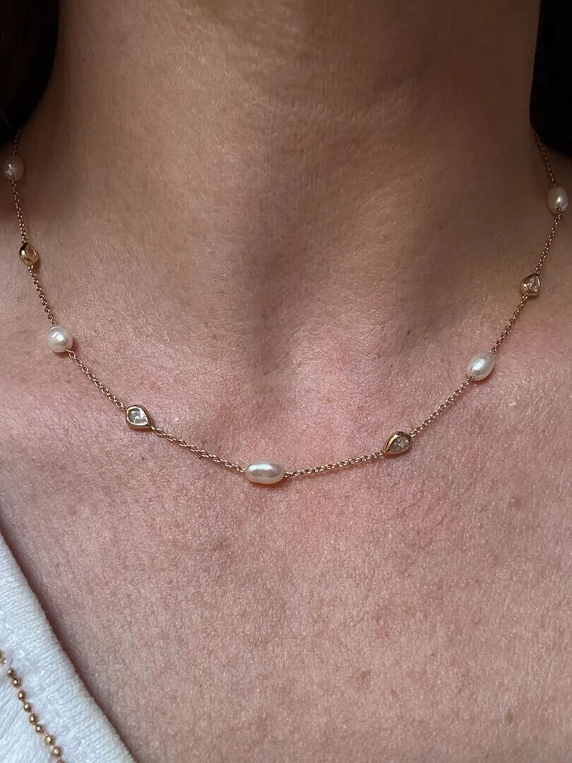Astrid & Miyu Pearl & Crystal collier doré perle