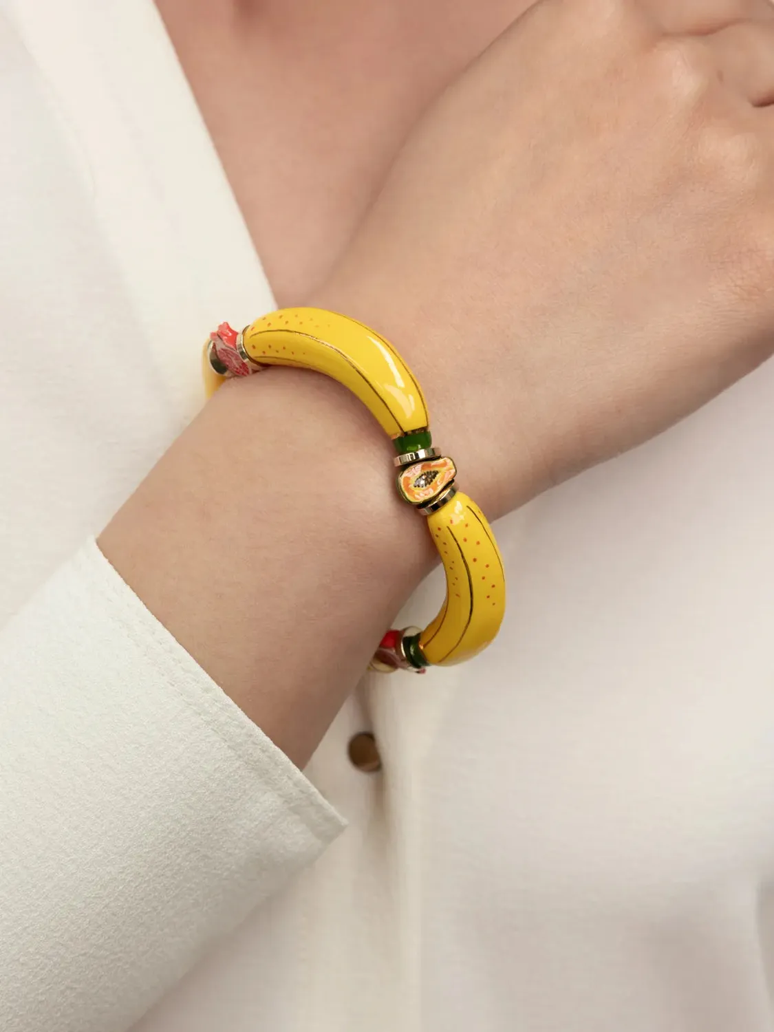 Nach Bijoux fruits bananes jaunes bracelet perles de verre