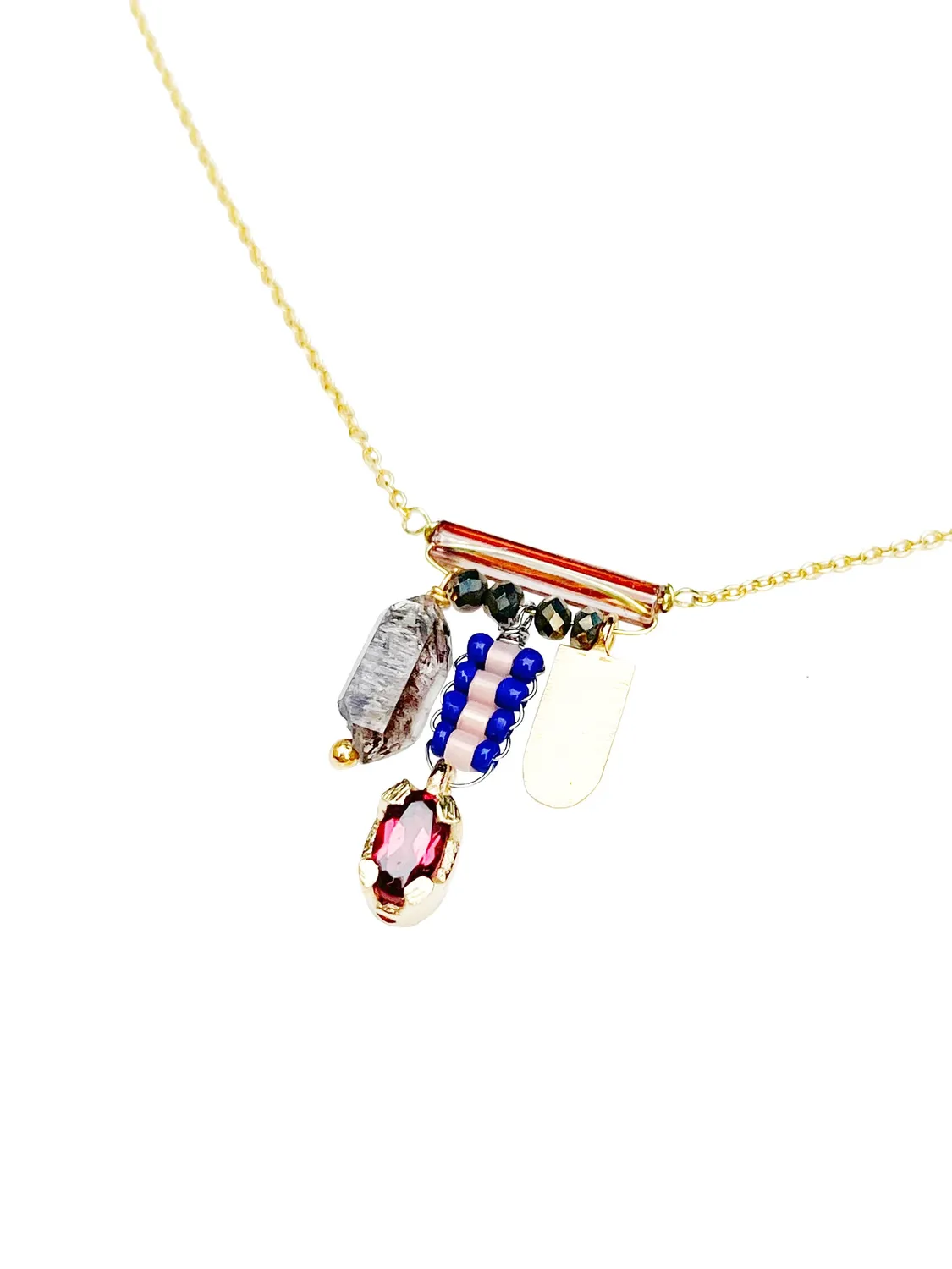 Le Fourbi de Capucine FDC458 collier quartz grenat 39,5 cm
