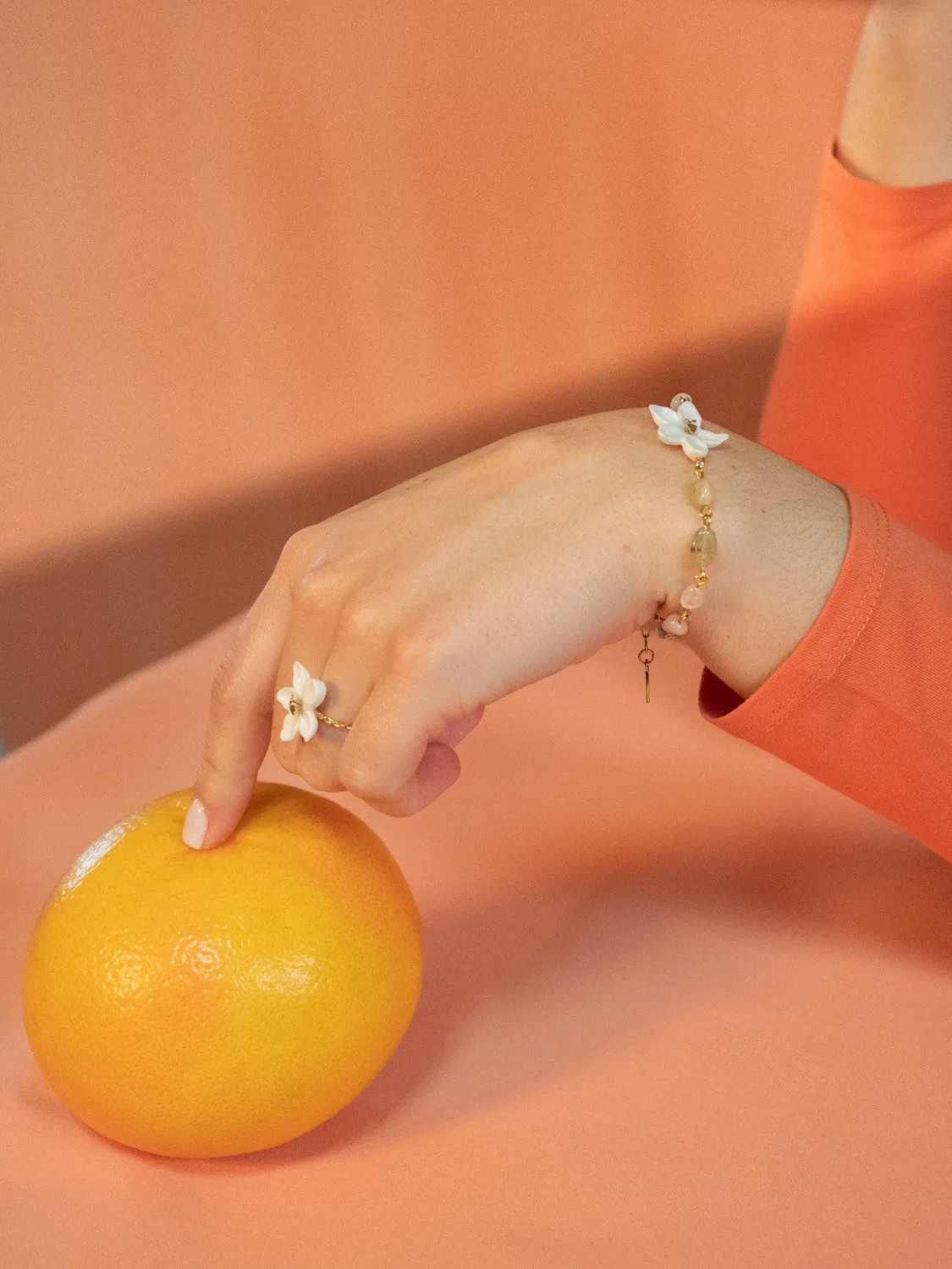 Nach Bijoux Jasmin et moi bague porcelaine ajustable