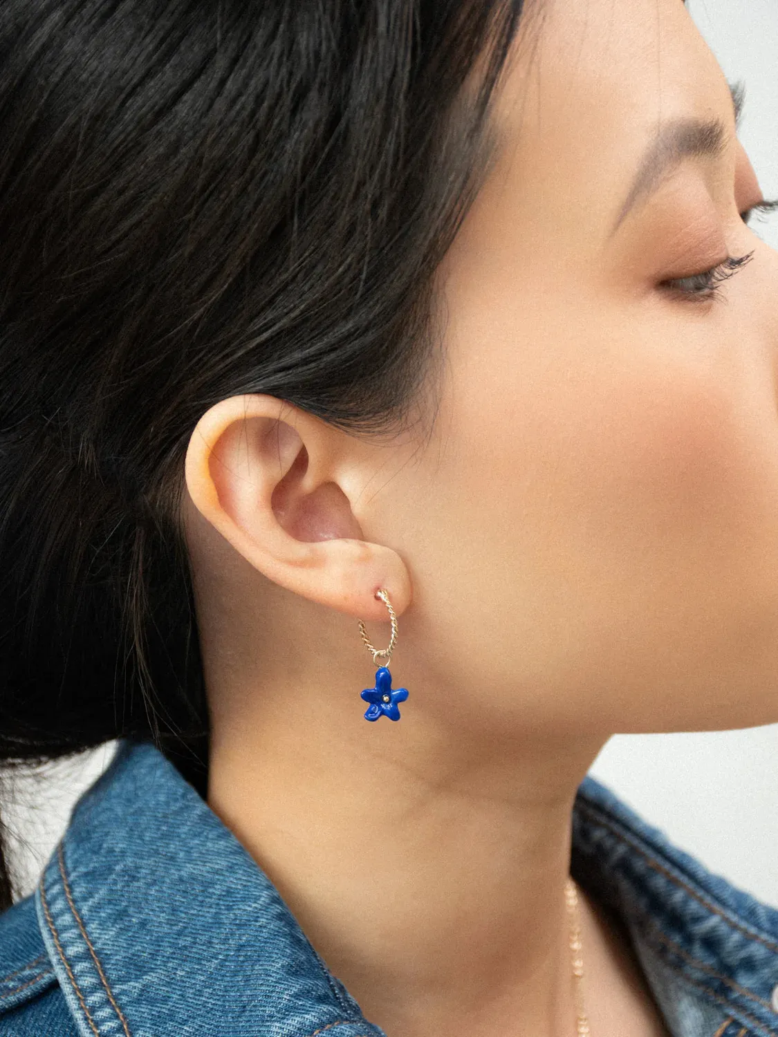 Nach Bijoux Mini créole Jasmin boucle d'oreille bleue à l'unité