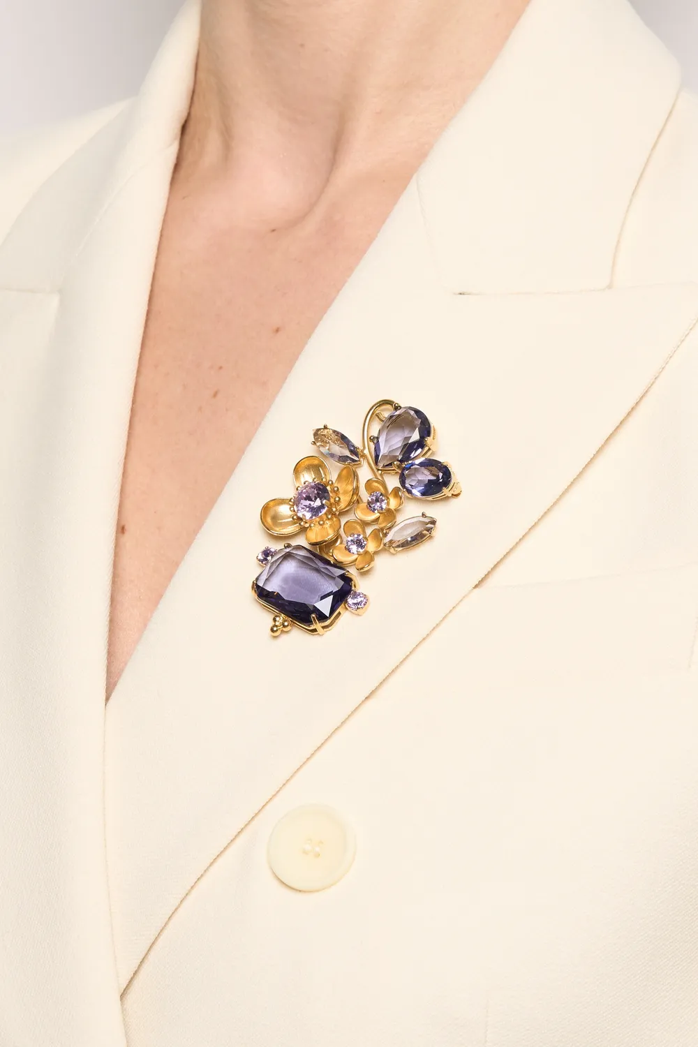 Philippe Ferrandis Eugenie grande broche smokey 7,5 cm
