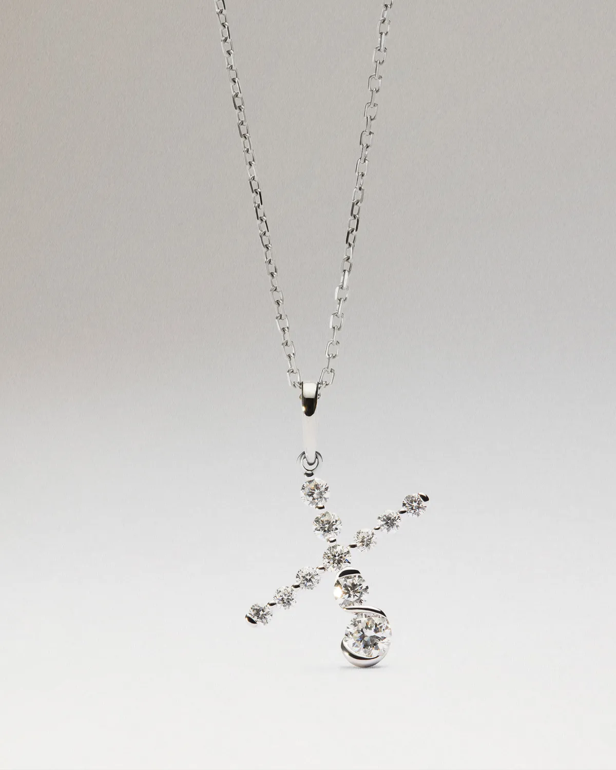 PDPAOLA Diamond Initials X pendentif or blanc diamants
