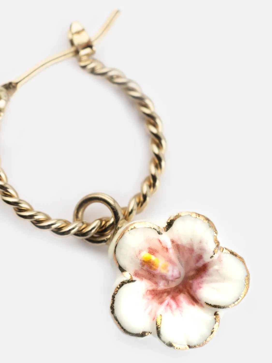 Nach Bijoux Mini créole hibiscus boucle doreille or fin à lunité