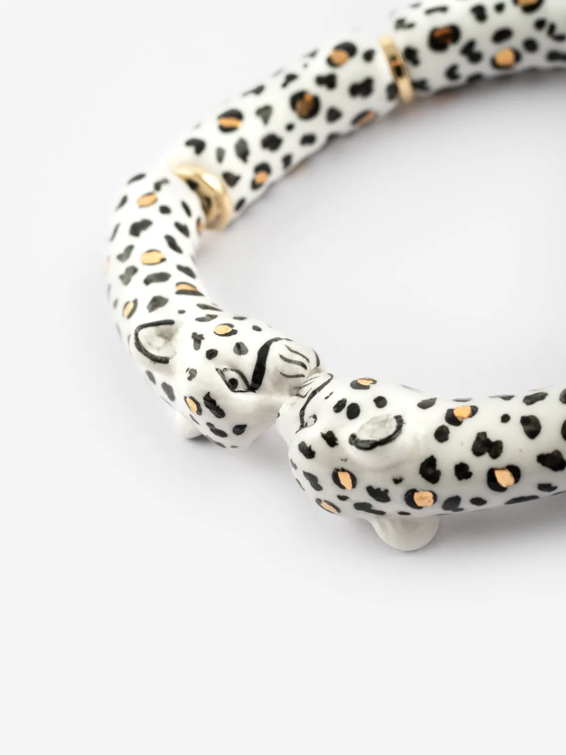 Nach Bijoux Bisou bracelet léopards blanc doré