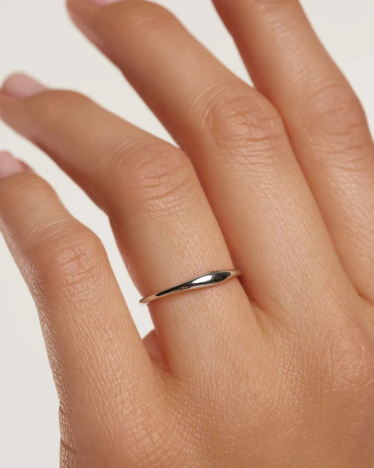PDPAOLA Wave bague or blanc 18 carats