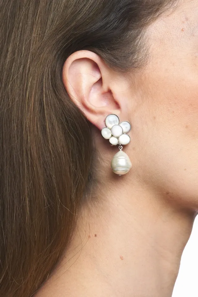 Philippe Ferrandis Cielo boucles d’oreilles clips nacre blanche