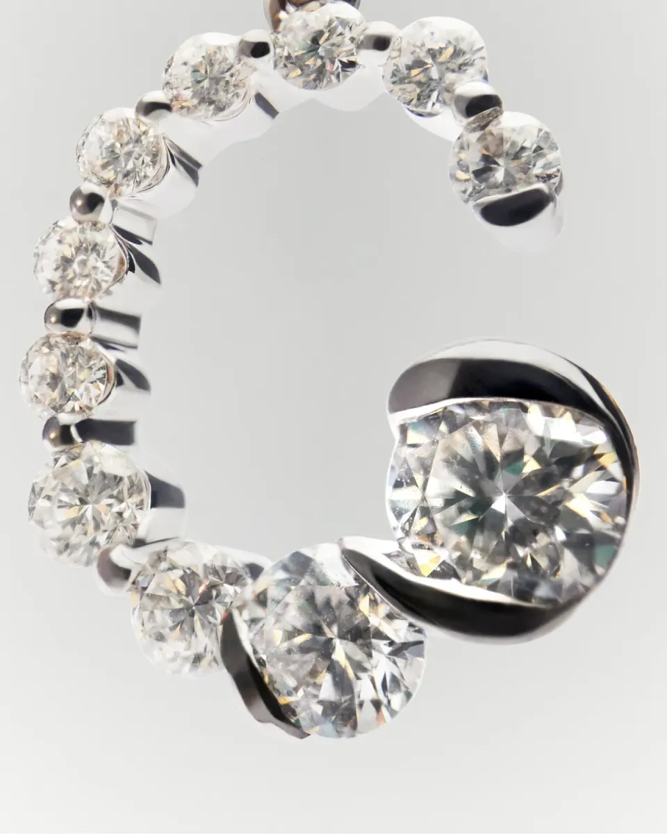 PDPAOLA Grid Fine 9 pendentif diamant or blanc