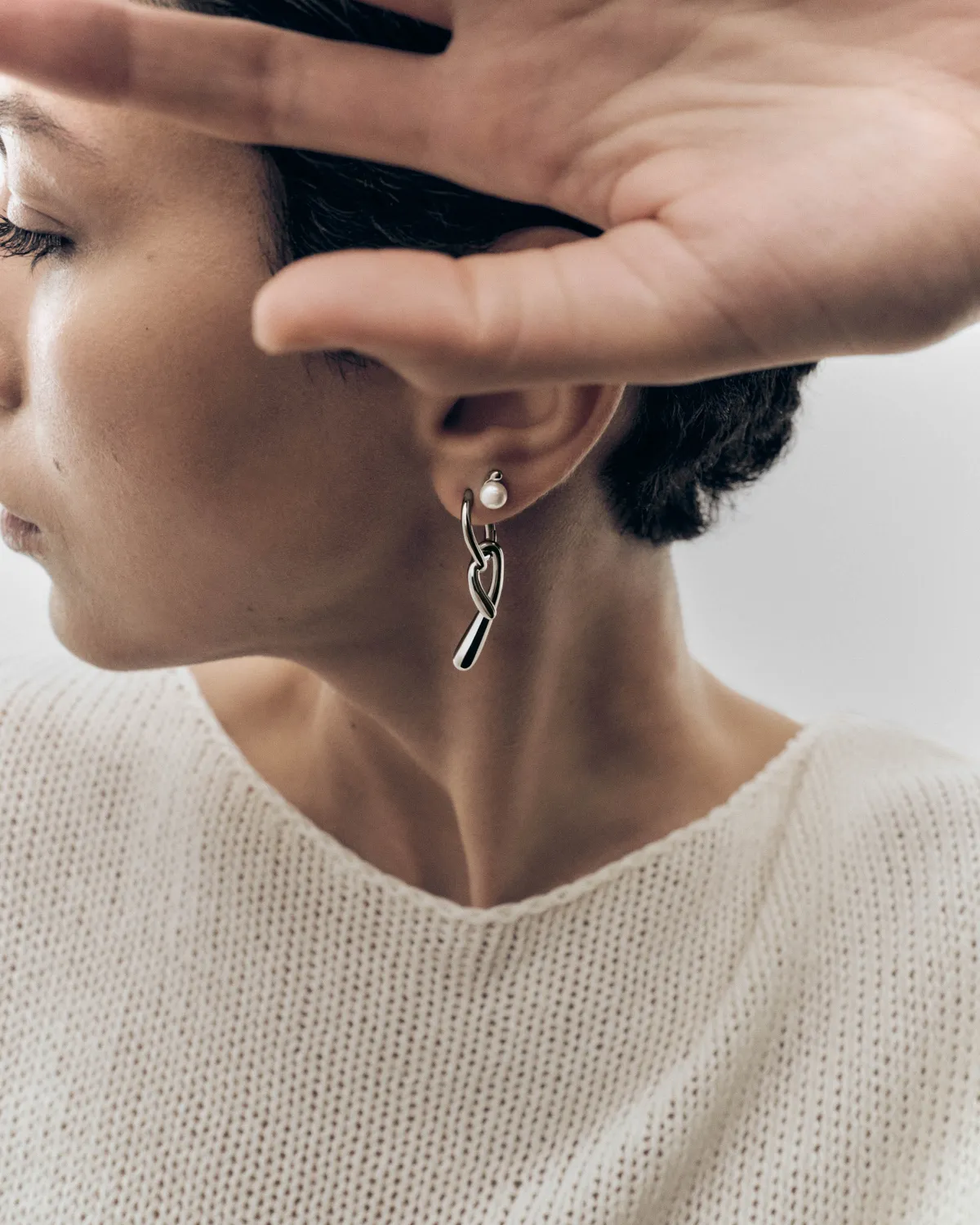 PDPAOLA Twist boucles d’oreilles argent long 37,5 mm