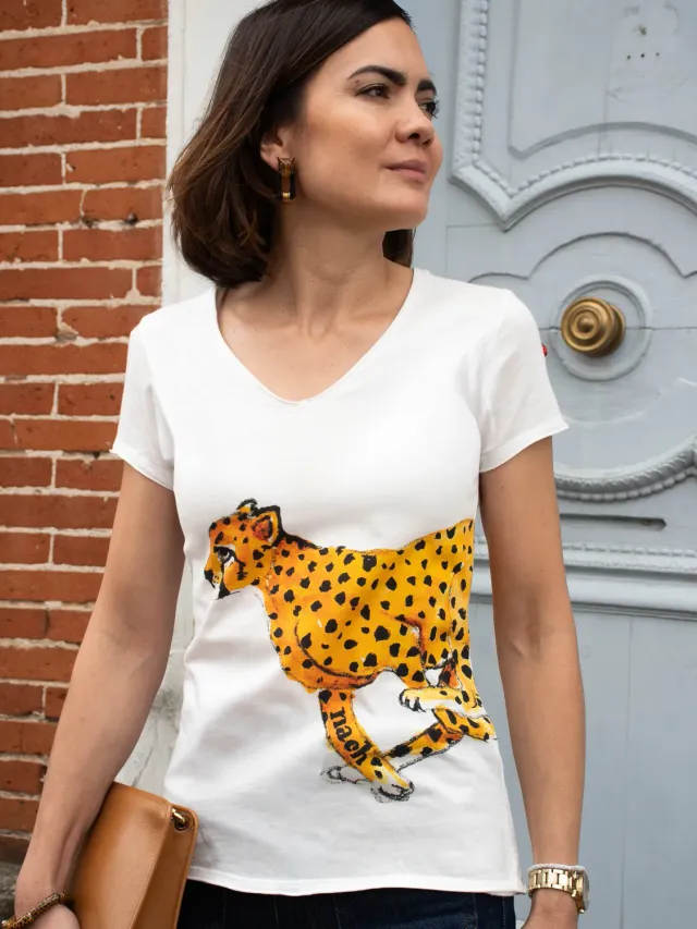 Nach Victor T-shirt guépard blanc S-XL