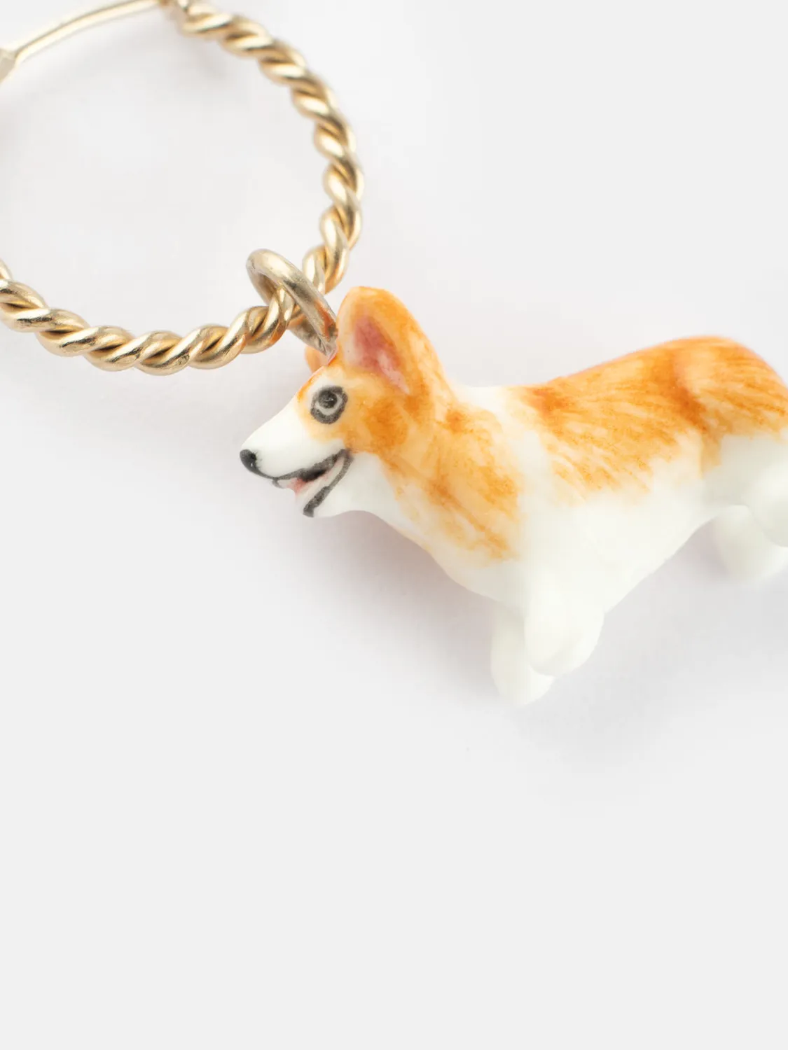 Nach Bijoux chien Corgi mini créole boucle d'oreille unité porcelaine