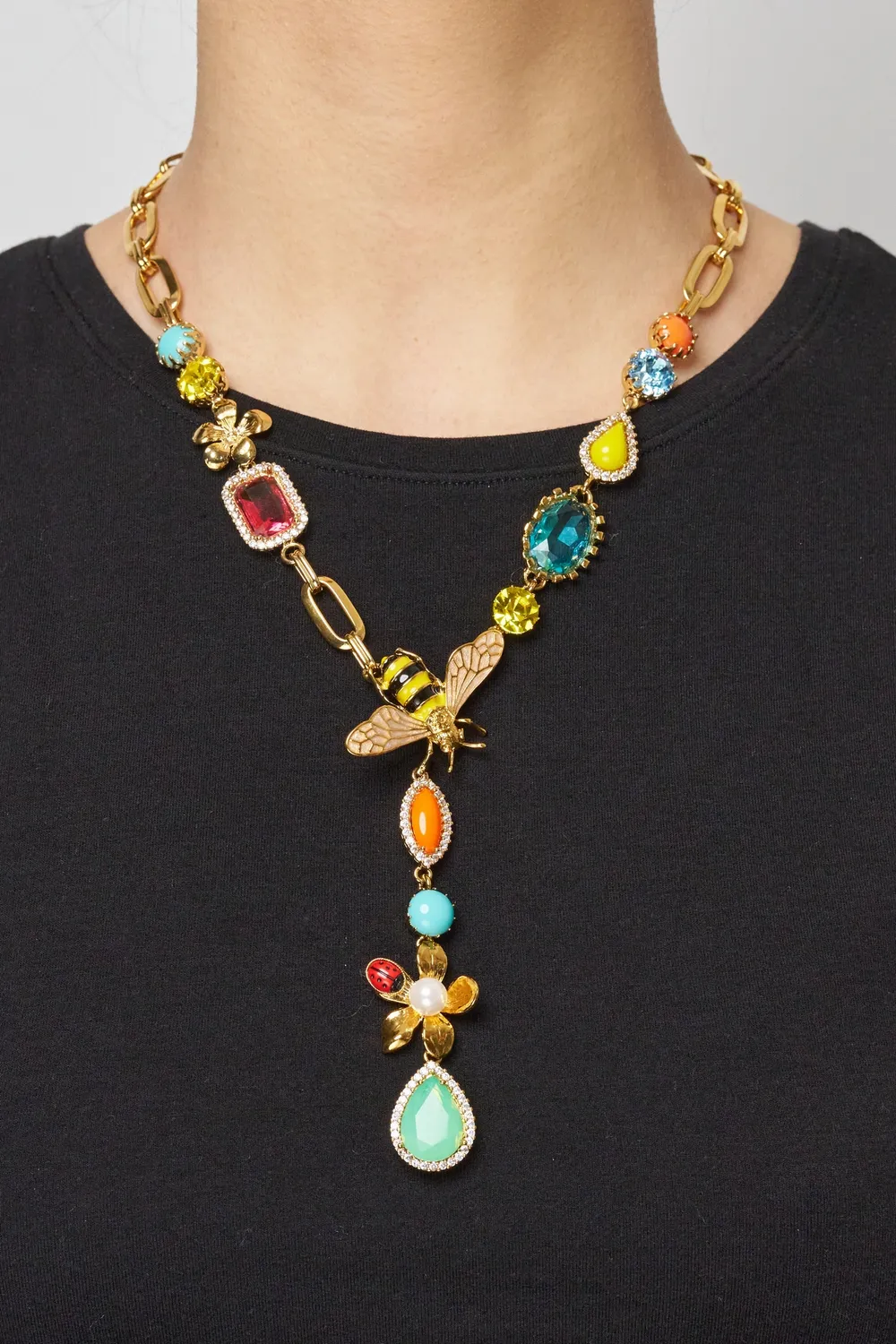 Philippe Ferrandis Alegoria collier cravate verre strass doré