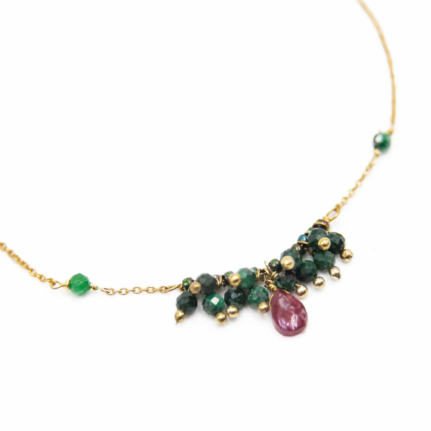 Le Fourbi de Capucine FDC10 bracelet laiton doré malachite rubis