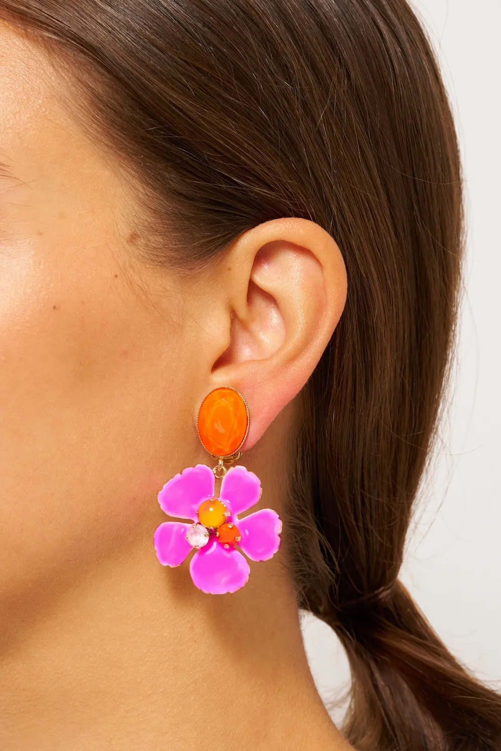 Philippe Ferrandis Ischia boucles clips émail blanc cristal