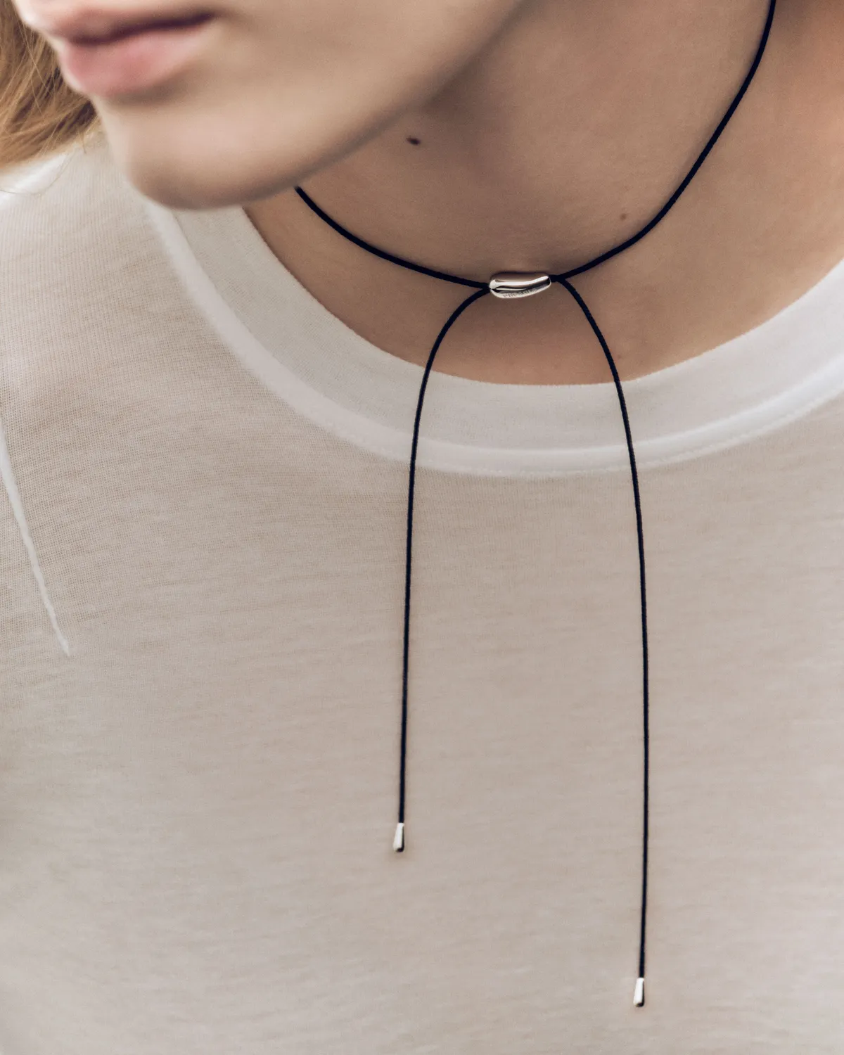 PDPAOLA Rodeo collier cordon noir argent