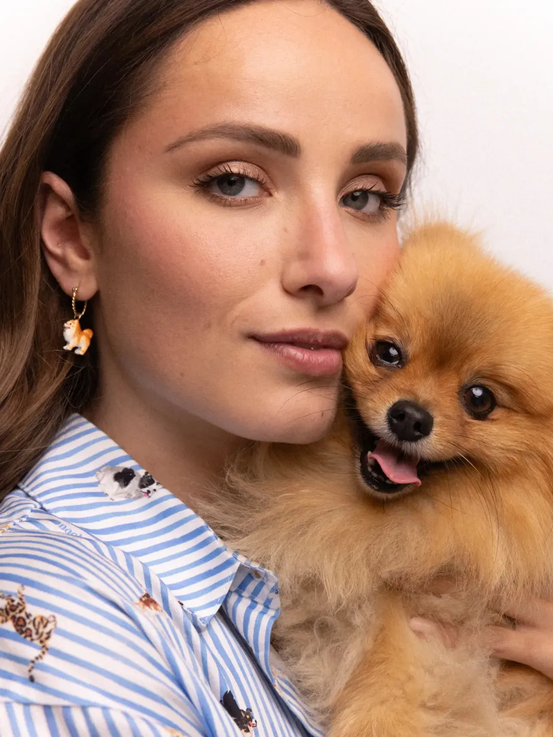 Nach Bijoux Chien Spitz mini créole porcelaine
