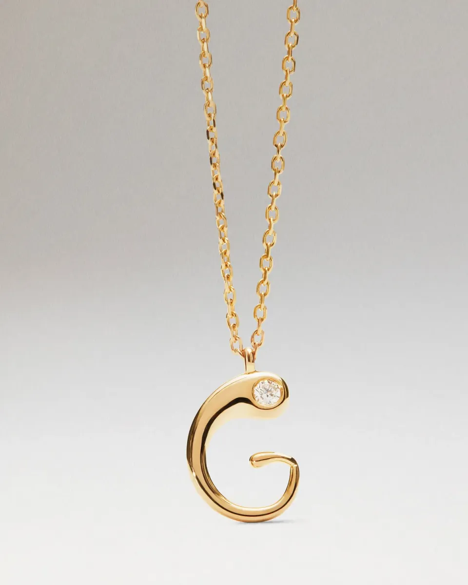 PDPAOLA Initiale G collier pendentif or 12 mm 40-50 cm
