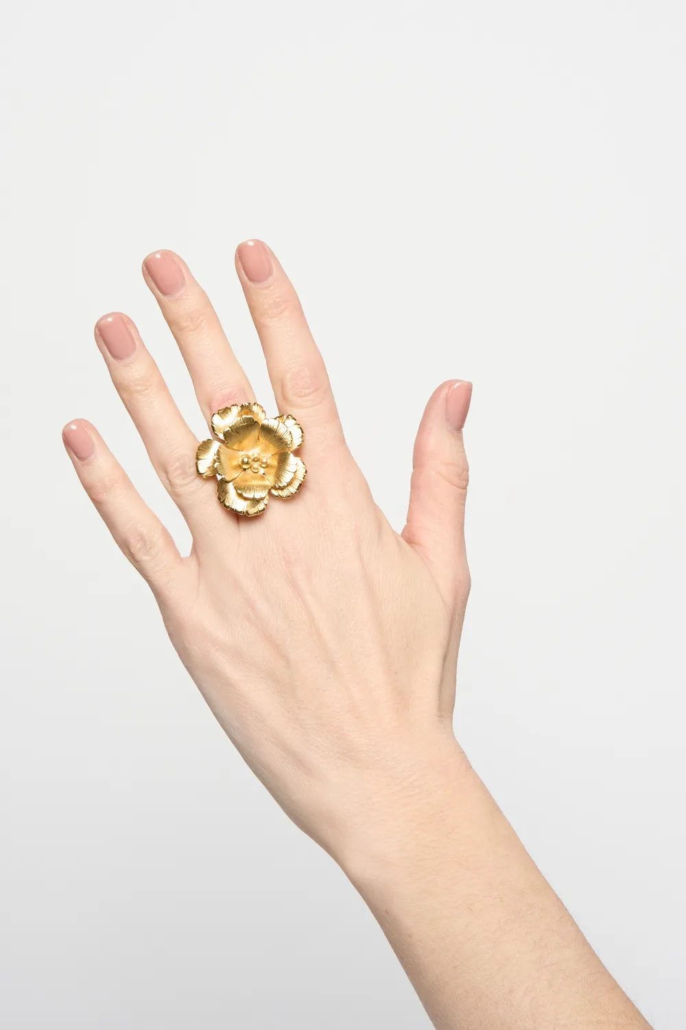 Philippe Ferrandis Magnolia bague ajustable dorée créateur