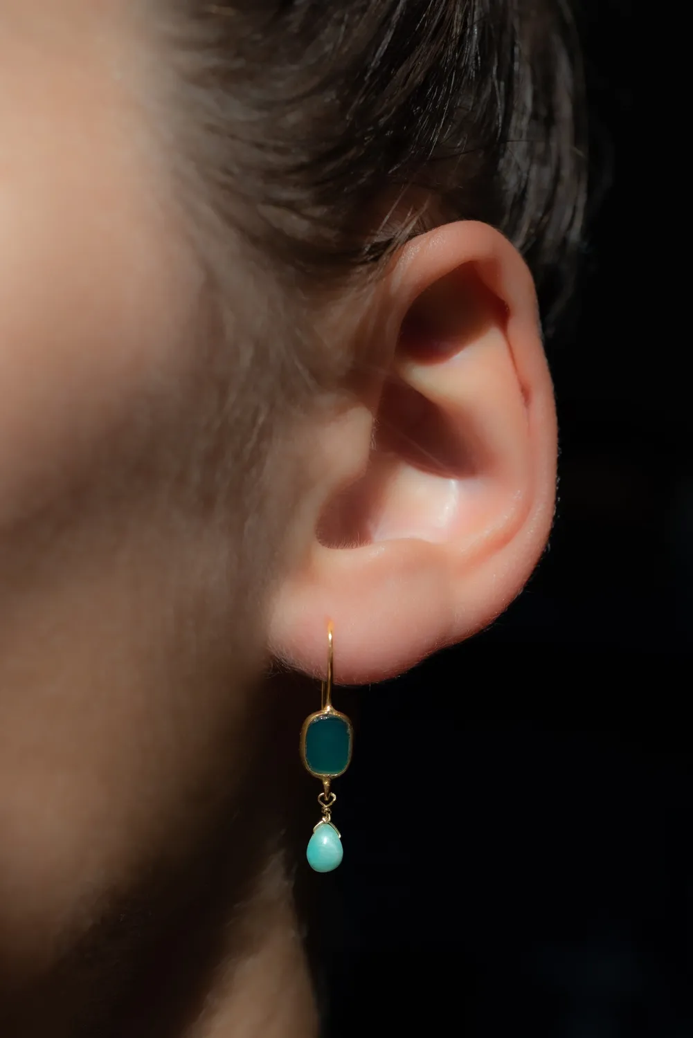 Le Fourbi de Capucine P59 boucles d'oreilles laiton doré amazonite