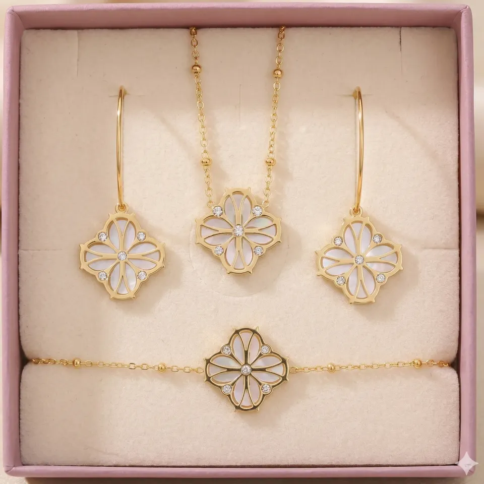 Nao de Paris Fleur Nouvelle coffret trio nacre blanche