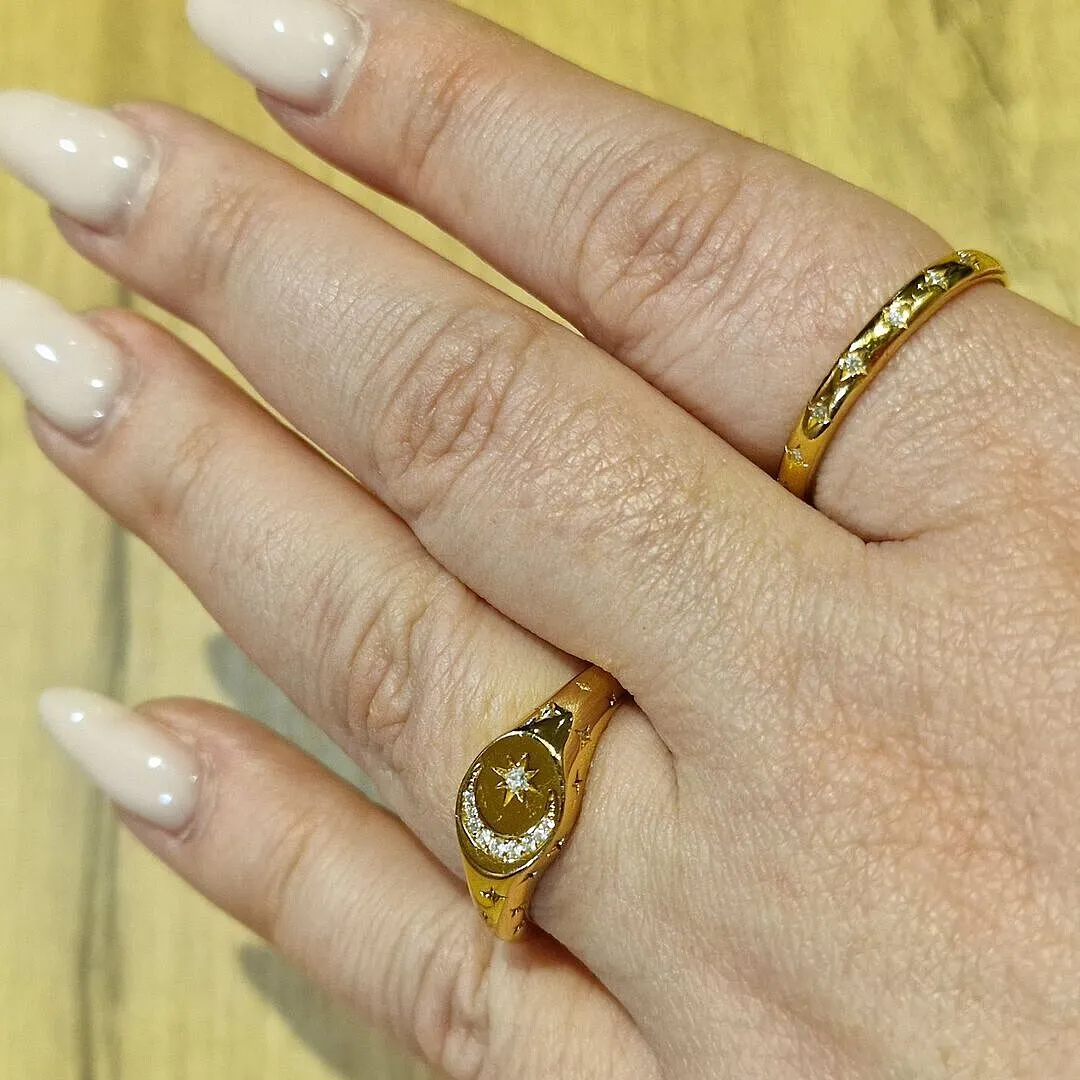 Astrid & Miyu Cosmic bague chevalière dorée
