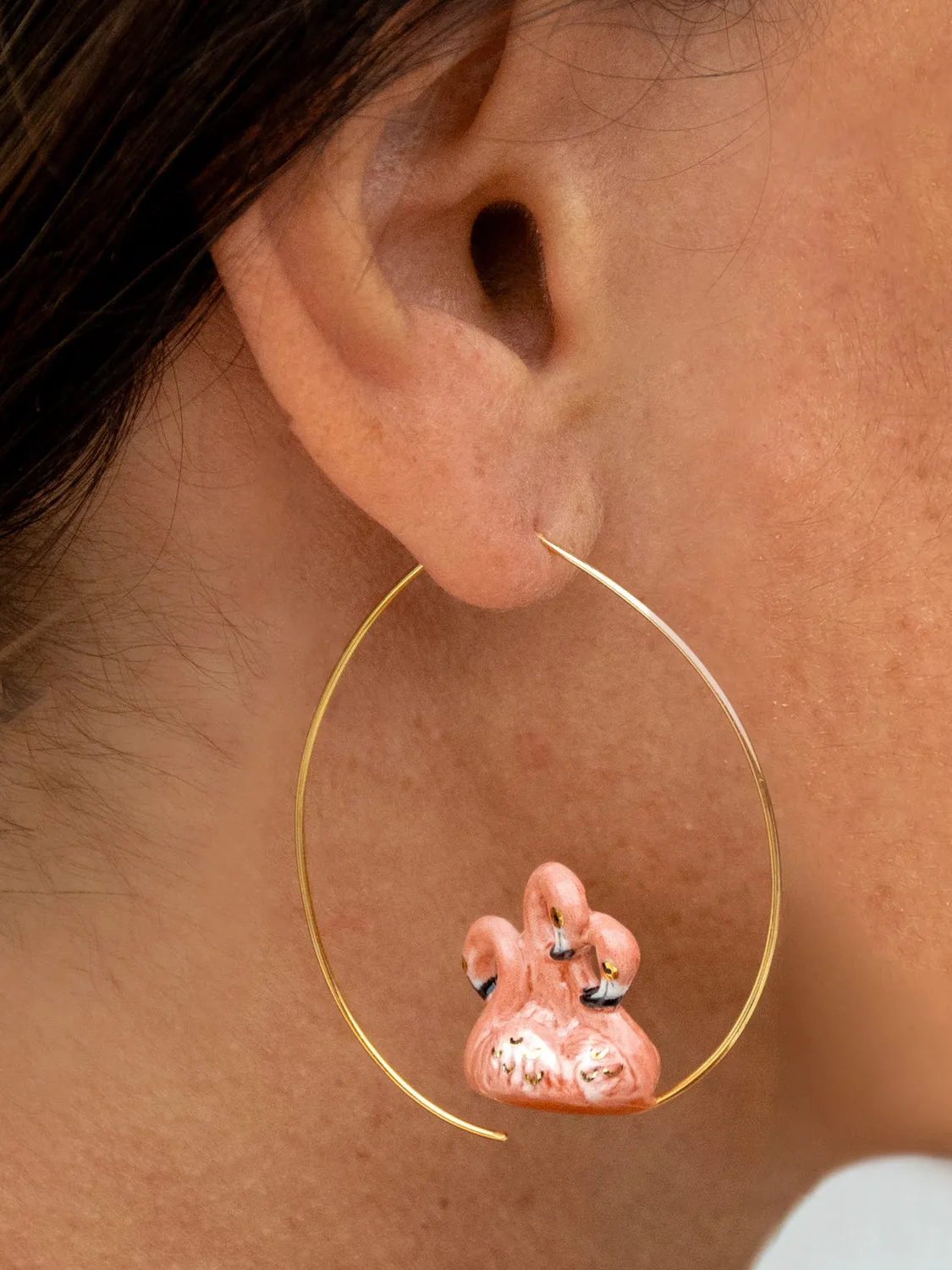 Nach Bijoux Aloha flamants roses grandes créoles 5 cm