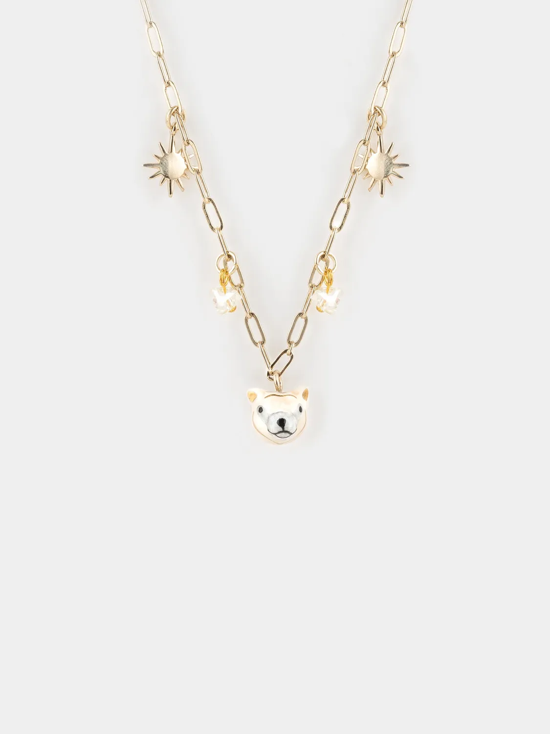 Nach Bijoux Arctique ours polaire collier porcelaine 47 cm