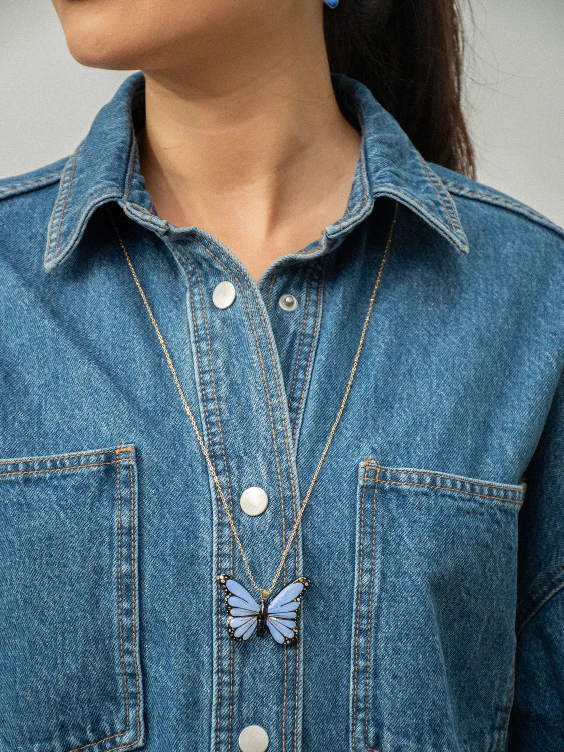 Nach Bijoux Papillon de nuit collier porcelaine 80 cm