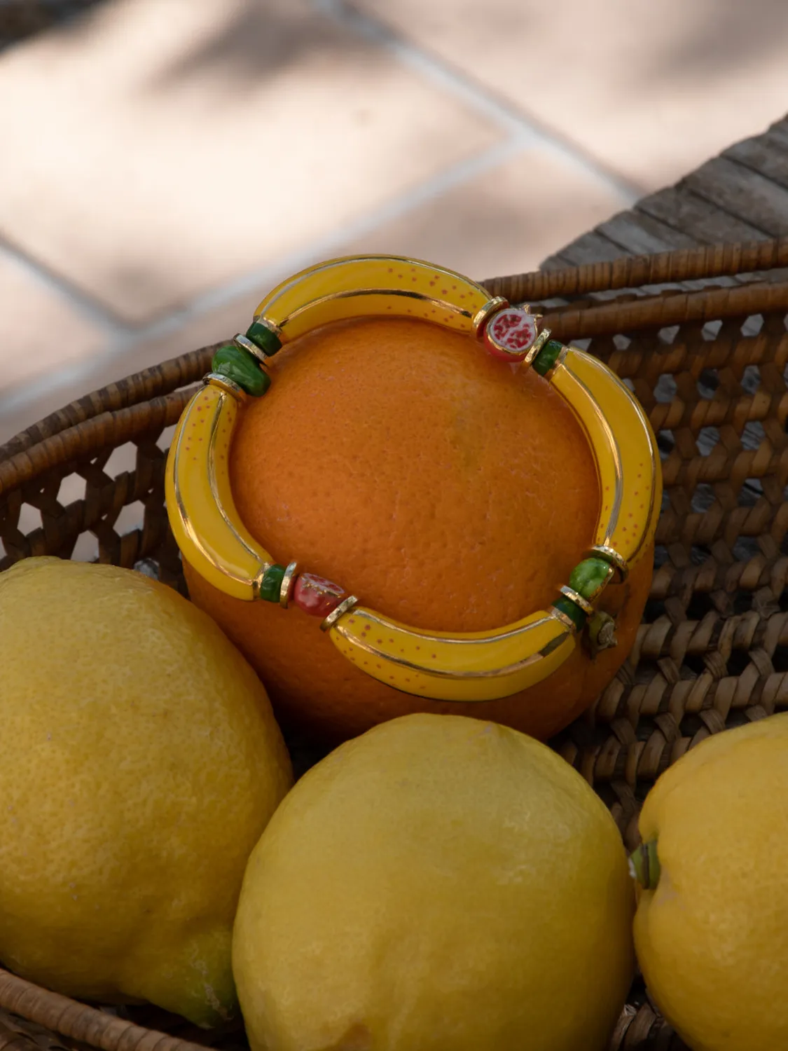Nach Bijoux fruits bananes jaunes bracelet perles de verre