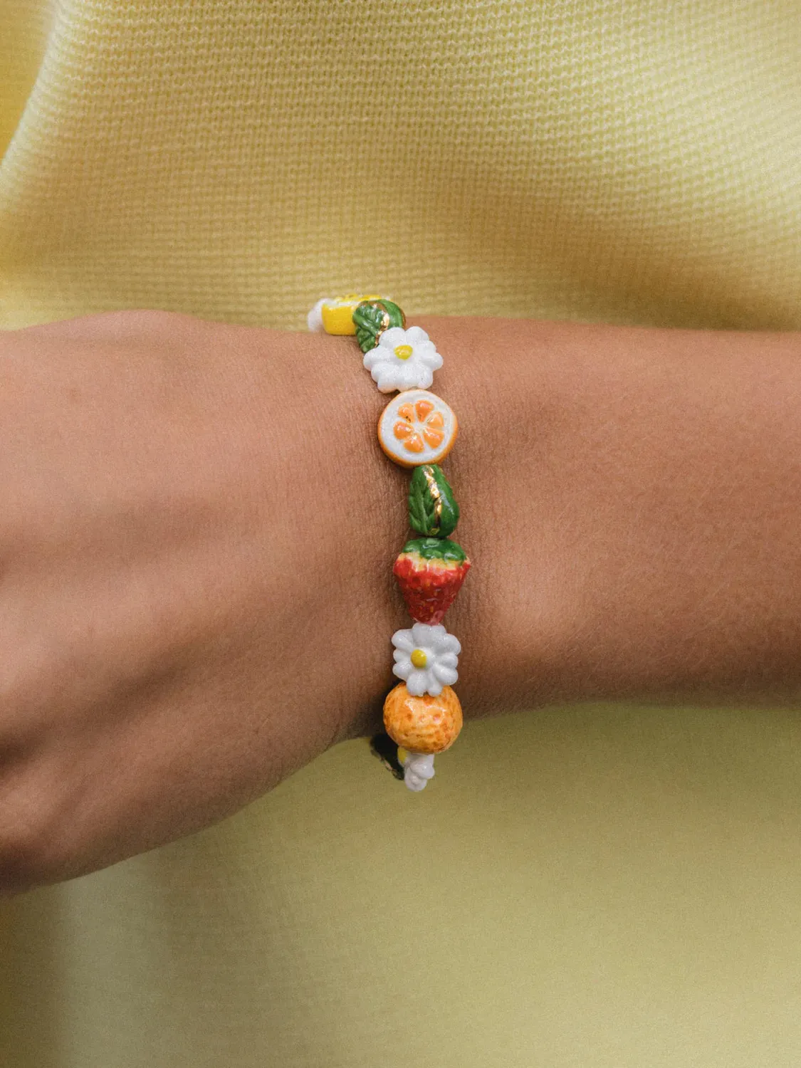 Nach Bijoux bracelet perles de fruits porcelaine coloré
