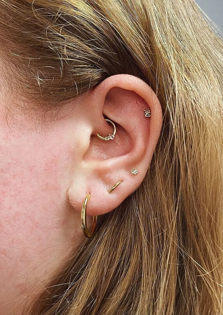 Astrid & Miyu Cluster Topaz anneau daith or massif topaze