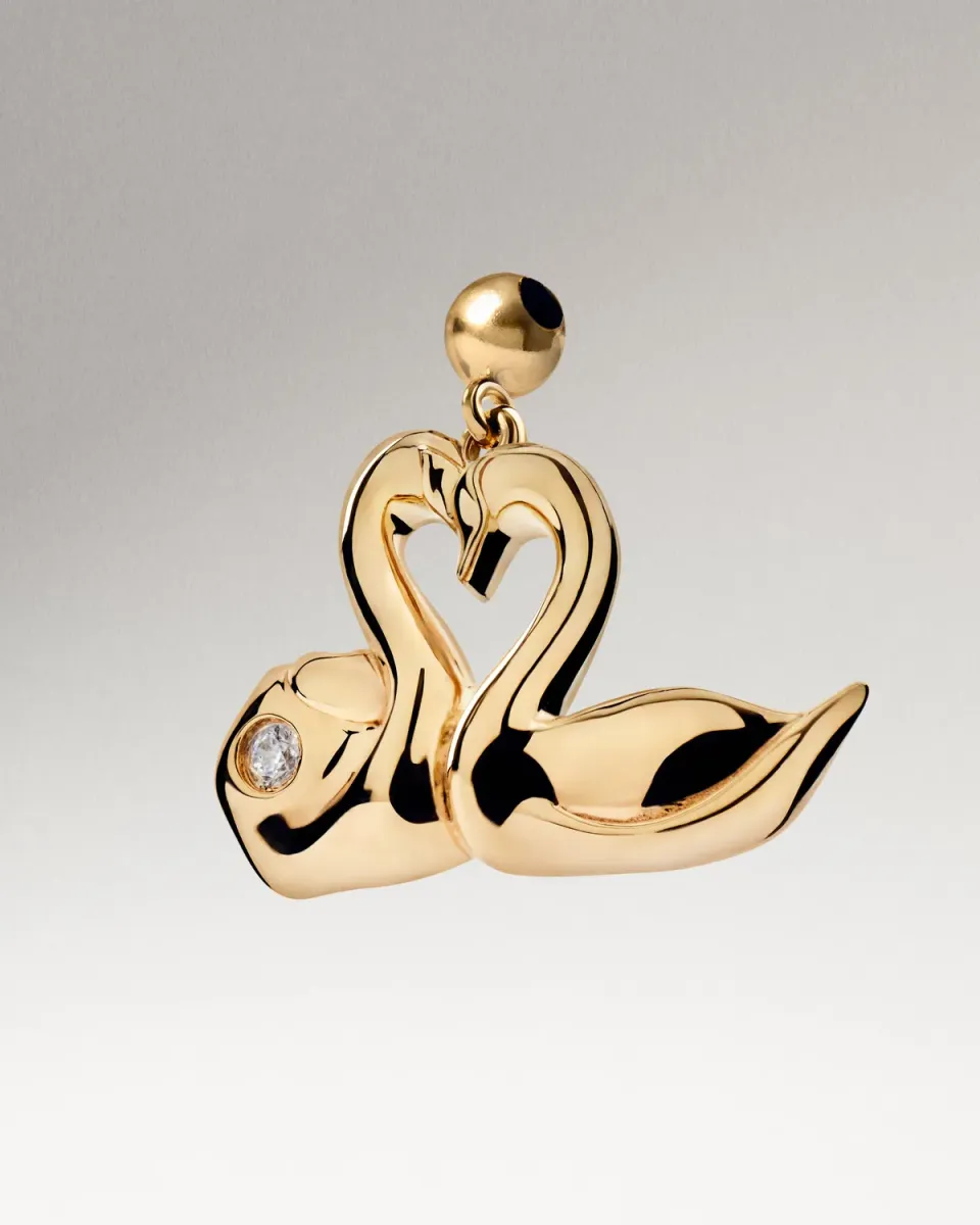 PDPAOLA Love Swans charm doré zirconia blanche