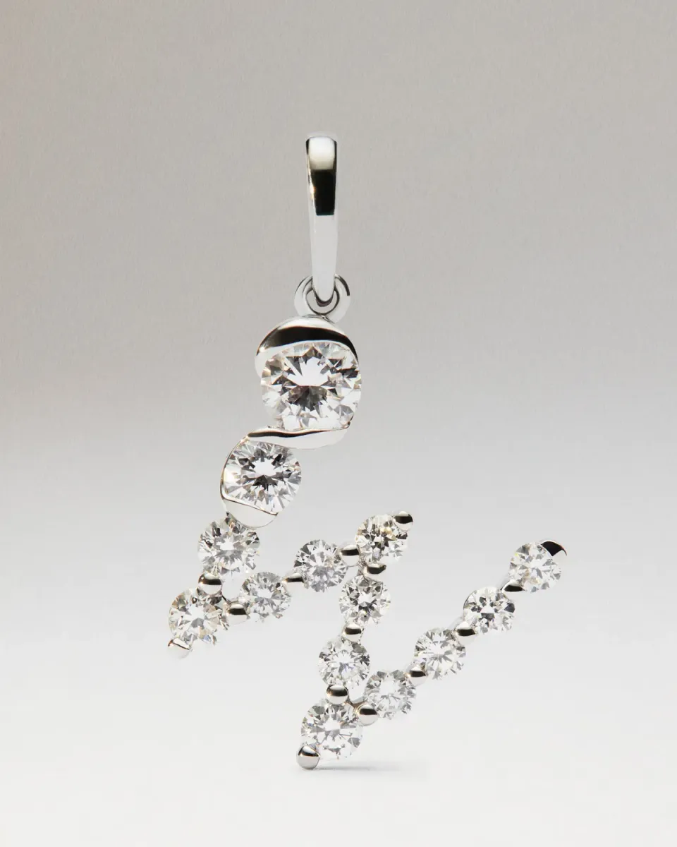 PDPAOLA Initials W pendentif diamants or blanc